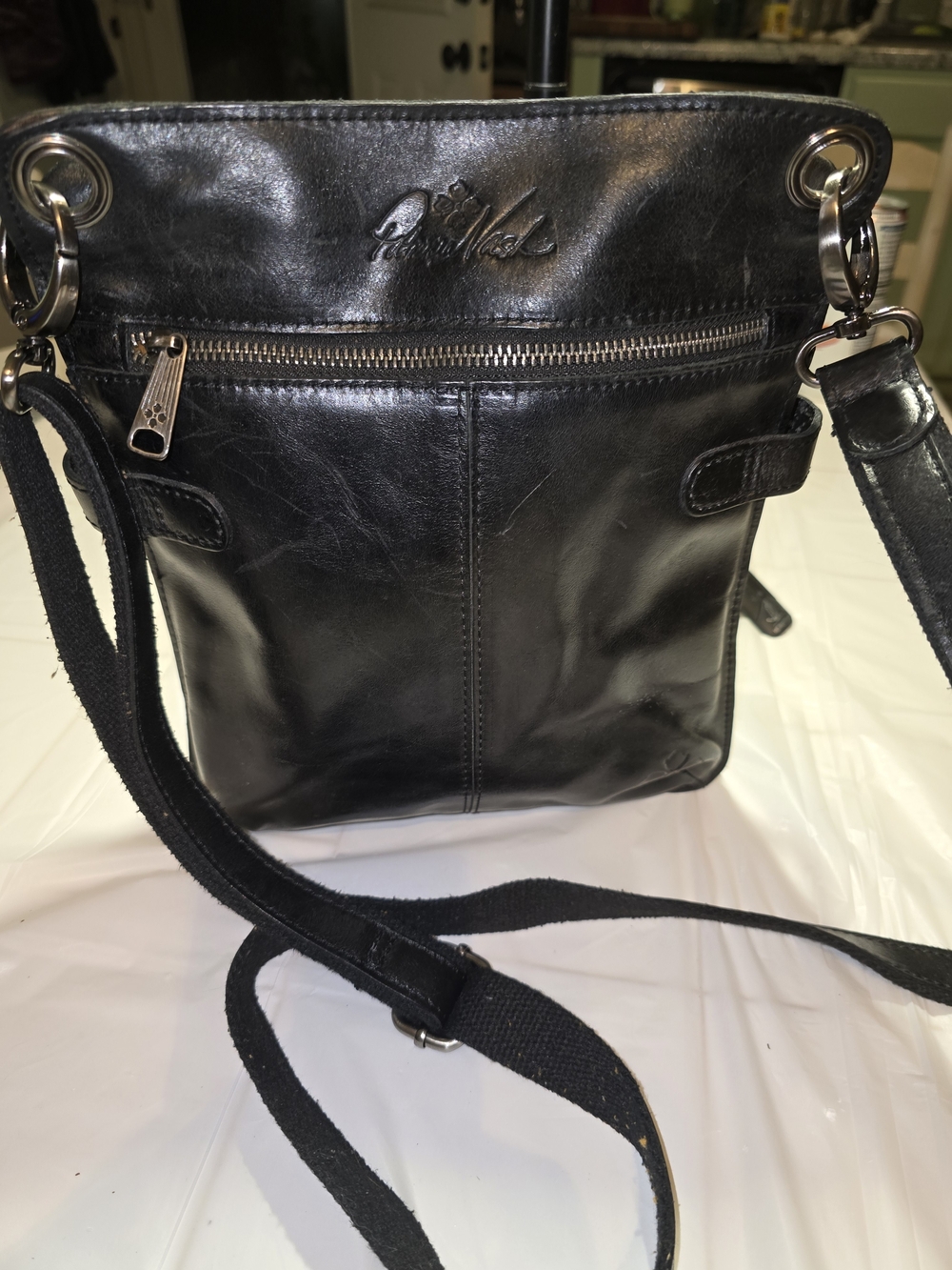 Patricia Nash Black Embossed Leather Crossbody with Studded Medallion - Picture 4 of 6